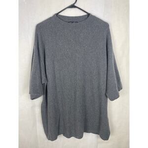Eileen Fisher grey 100% wool short sleeved tunic top Size XS Lagenlook Minimal